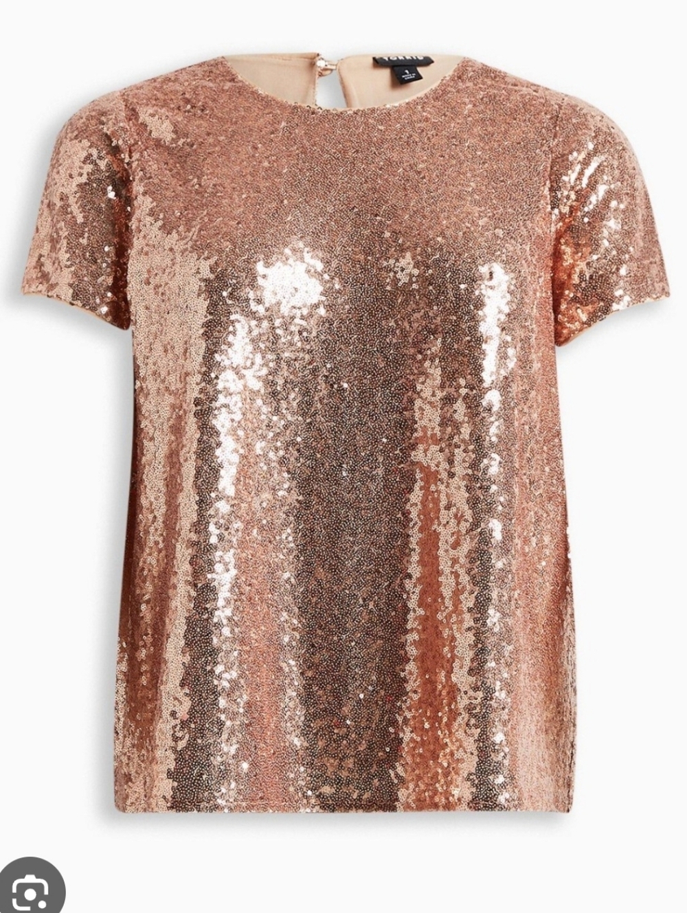 TORRID ABBEY Sequin Short Sleeve Top champagne Boho Rose Gold Plus 3 Queen
